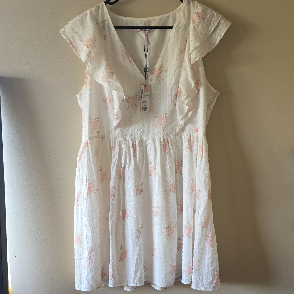 BCBGeneration White Dress with Pink Accents